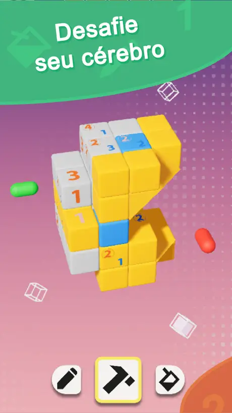 Captura do jogo Nonogram 3D com um cubo de picross